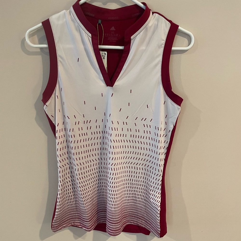 Adidas Red and White Women's golf Tank Top